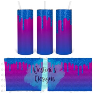 Ombré glitter drip tumbler template