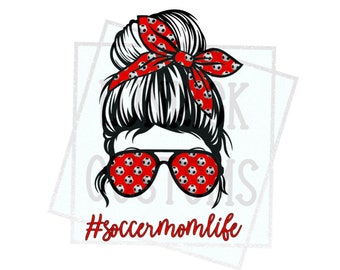 Soccer Maman Vie Messy Bun PNG