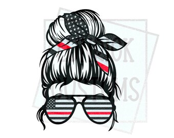 Thin Red Line Messy Bun PNG
