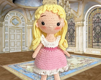 Inspired princess Aurora, handmade crochet doll
