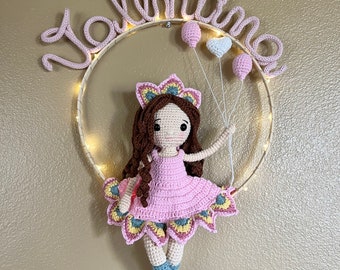 Personalized name crochet doll wall decor