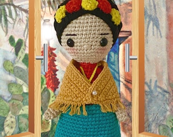 Frida Khalo handmade crochet doll