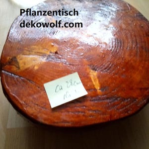 Flower table, coffee table, side table made of tree disc on wheels, table for plant pots, small table table a fleurs flower table table