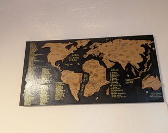 Wall picture wall decoration wall decoration continents 3D world map wood 100×50cm wooden wall world map Wooden wall world map Carte du monde murale en bois
