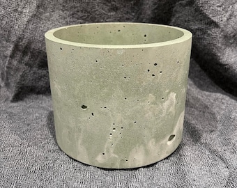 CONCRETE 'PRESSED VESSEL' - Green + White - Large, Handmade - Plant Pot, Flower Pot, Planter, Industrial Homewares