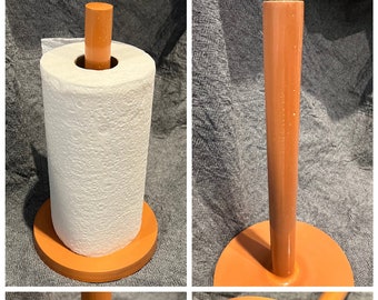 Handmade Jesmonite Paper Towel Holder (Freestanding, Cork Base, Orange, Black) - Homewares, Kitchen Paper Dispenser