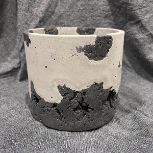 CONCRETE 'PRESSED VESSEL' - Patchy - Large, Handmade - Plant Pot, Flower Pot, Planter, Industrial Homewares