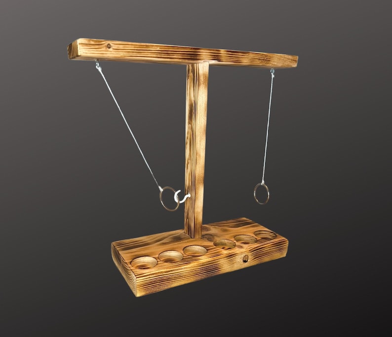 Pine Burned Hook & Ring Toss Drinking Game With Shot Glass Etsy