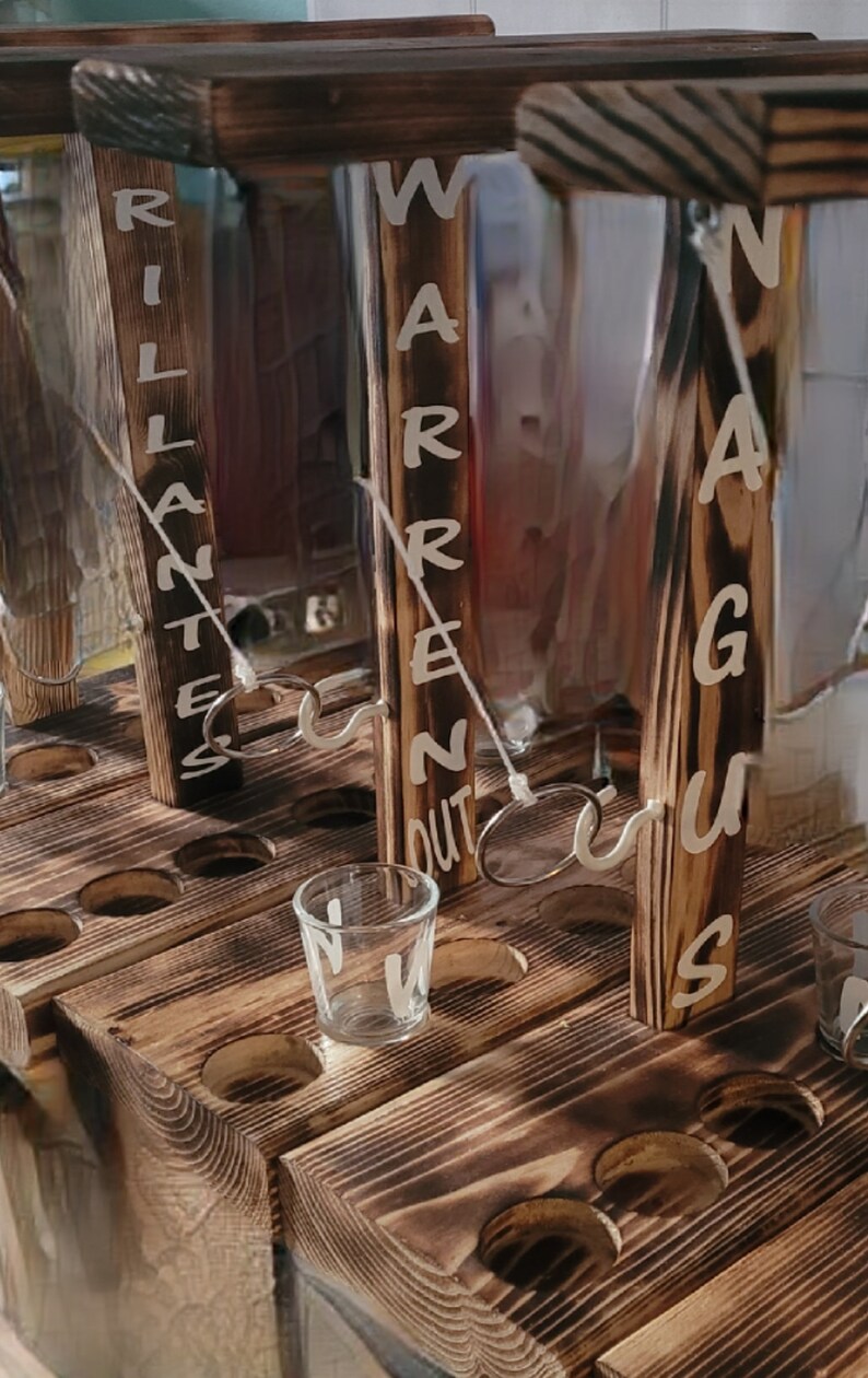 Pine Burned Hook & Ring Toss Drinking Game With Shot Glass Etsy