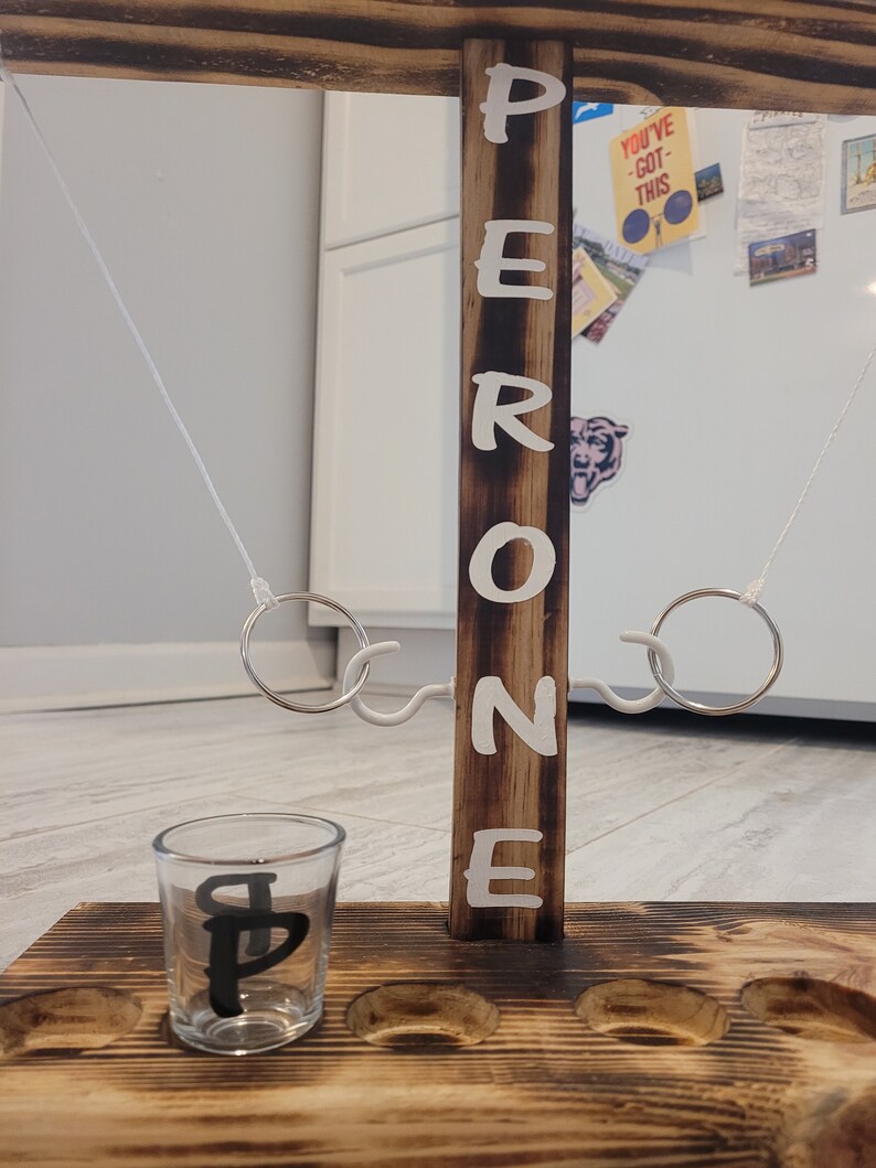 Pine Burned Hook & Ring Toss Drinking Game With Shot Glass Etsy