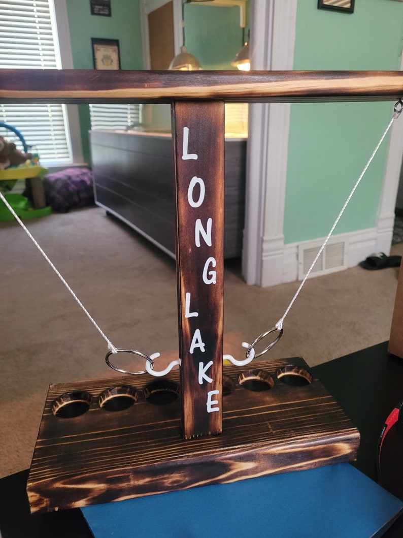 Pine Burned Hook & Ring Toss Drinking Game With Shot Glass Etsy