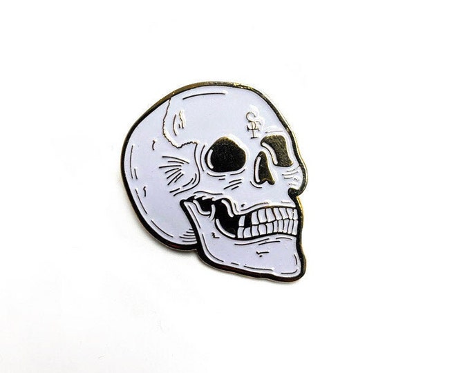 Scissor Skull Enamel Pin | Gold Tooth