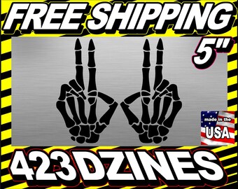 Skeleton Peace Sign Vinyl Decal - 5 inch Sticker