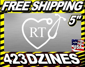 Respiratory Therapist Stethoscope RT 5'' Vinyl window decal buy 1 get 1 free