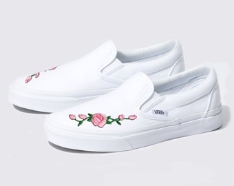 black vans with pink roses