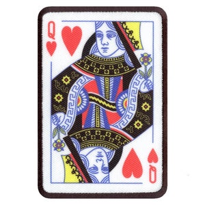 Queen Of Hearts Playing Card Foto Patch Red Gamble Embroidered Iron On AB5