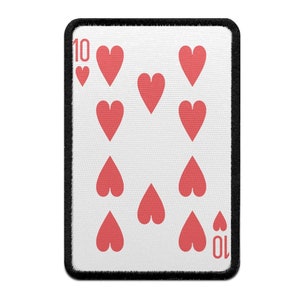 Ten Of Hearts Playing Card Foto Patch Red Gamble Embroidered Iron On AB5
