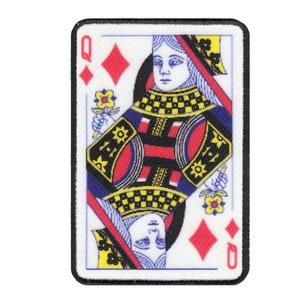 Queen Of Diamonds Playing Card Foto Patch Red Gamble Embroidered Iron On AB5