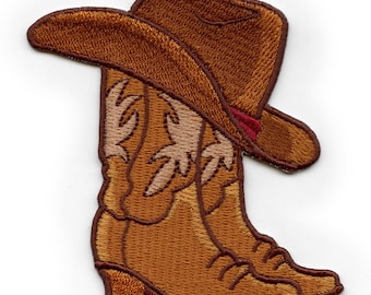 Cowboy Hat Boots Patch Western Rodeo Country Embroidered Iron On Cowgirl Cowboy Jacket Vest Backpack Applique