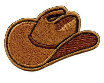Brown Cowboy Hat Patch Western Rodeo Country Embroidered Iron On GA4