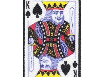 Toppa ricamata con carta da gioco King of Spades, colore nero, da stirare, AA5