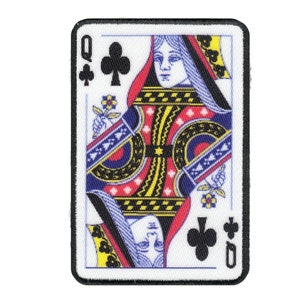 Queen Of Clubs Playing Card Foto Patch Gamble Embroidered Iron On AA5