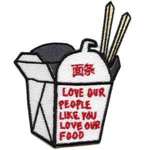 Love Our People Like You Love Our Food Patch Takeout Embroidered Iron On AE6