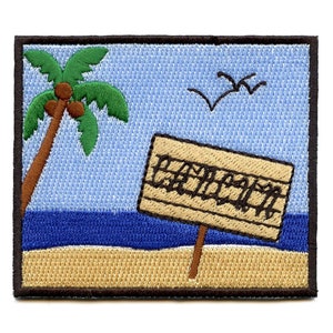 On A Beach In Cancun Sign Patch Vacation Mexico Embroidered Iron On BH4