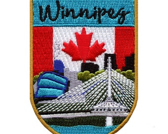 Winnipeg Canada Patch Travel Shield Badge Embroidered Iron On AE4
