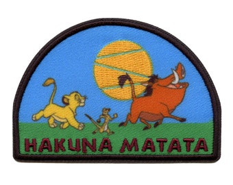 Lion King Hakuna Matata Patch Simba Timon Pumbaa Embroidered Iron On CF5