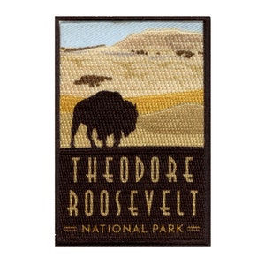 Theodore Roosevelt nationalpark tygmärke North Dakota resebison broderad stryk-på BG8