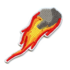 Small Asteroid On Fire Patch Space Rock Embroidered Iron On BC3