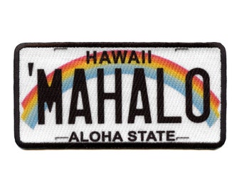 Hawaii Mahalo License Plate Patch Aloha State Embroidered Iron On BB7