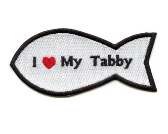 I Heart My Tabby Patch Cat Lover Embroidered Iron On BE3