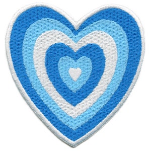 Blue Power Heart Patch Cartoon Girl Hero Embroidered Iron On BH6