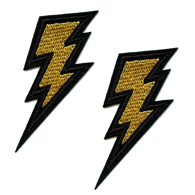 Gold Lightning Bolt Patches Emojis Embroidered Iron on 2 Etsy