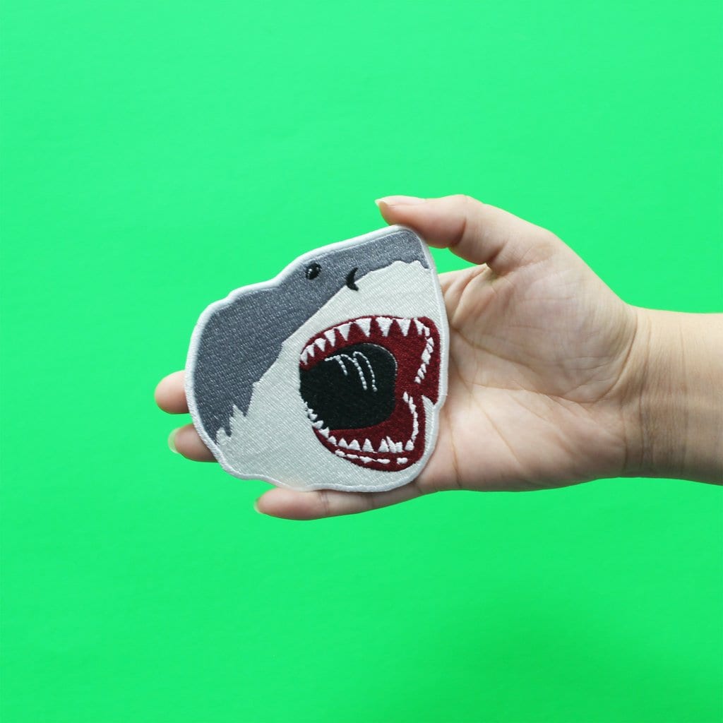 Great White Shark Patch Mouth Open Embroidered Iron on AC1 - Etsy