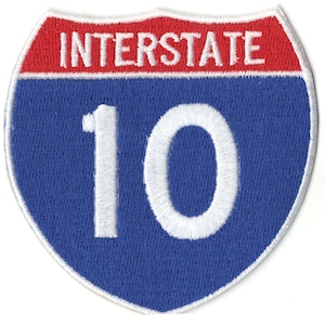 Houston Interstate 10 Patch Freeway I-10 Sign Logo Iron On Embroidered BD8
