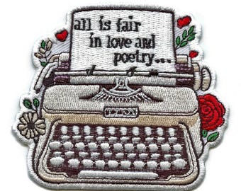 Red Pop Star Typewriter Patch Love and Poetry Embroidered Iron On BF6