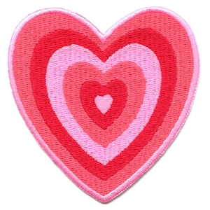 Pink Power Heart Patch Cartoon Girl Hero Embroidered Iron On BH6
