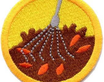 Raking Leaves Badge Patch Fall Wilderness Scout Sash Iron On Embroidered AA3
