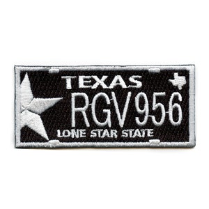 Texas Black License Plate Logo Patch RGV 956 Embroidered Iron On BC8