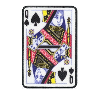 Queen Of Spades Playing Card Foto Patch Black Gamble Embroidered Iron On AA5