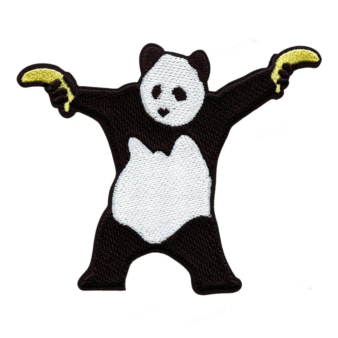 Banksy Panda Wielding Banana Guns Patch Artist Painting