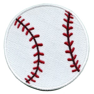 May include: White embroidered baseball patch with red stitching.