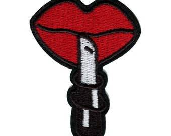 Lips With Lipstick Patch Girl Makeup Embroidered Iron On AD3