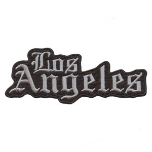 Los Angeles Old English Patch Football Parody Embroidered Iron On-Black BA7