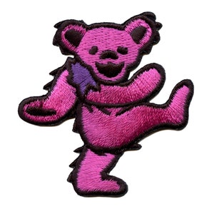 Grateful Dead Pink Bear Patch Small Iconic Embroidered Iron On EG4