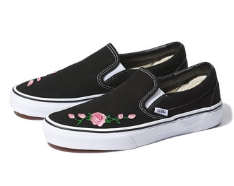 vans slip ons with roses