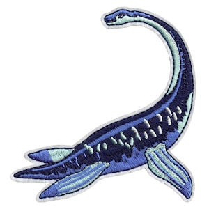 Elasmosaurus Platyurus Blue Patch Aquatic Dinosaur Embroidered Iron On AA1
